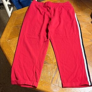 Princess Polly Red Joggers with Black and White Stripe